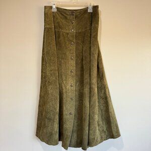 Vintage PIA RUCCI Army Green Suede Full Skirt